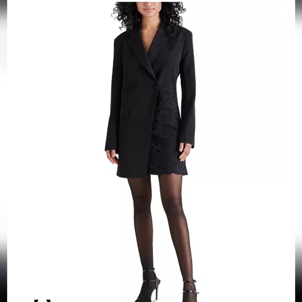Elegant Black Women's Blazer Dress With Lace NWT